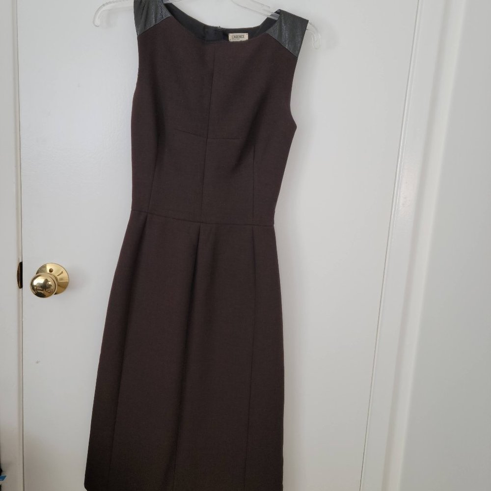 L'Agence Brown Dress with Faux Leather Accent